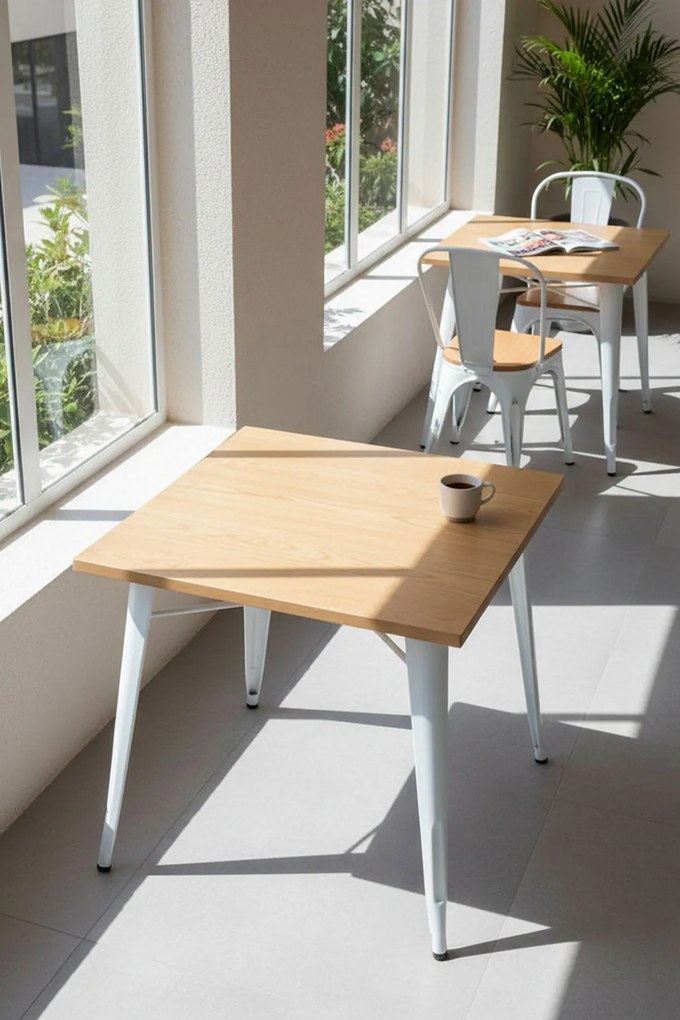 Torix Vierkante Tafel Natuurlijk Hout 80 cm