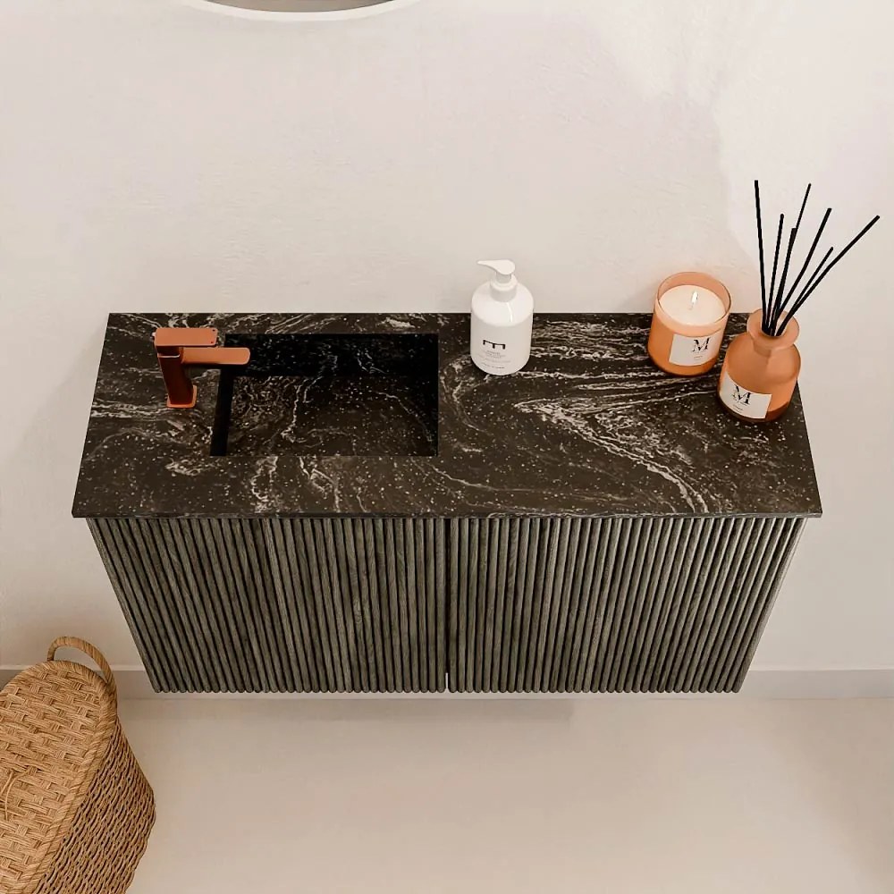 Mondiaz Joya DLux 70cm toiletmeubel shadow met wastafel faye links 1 kraangat lava