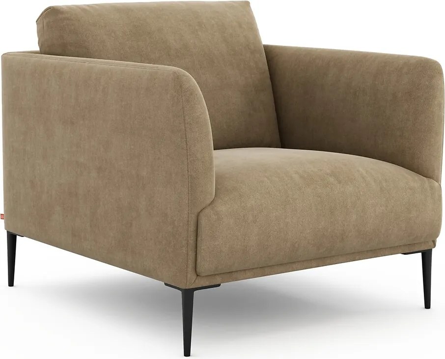 Fauteuil in stonewashed fluweel, Oscar, ontwerp Emmanuel Gallina