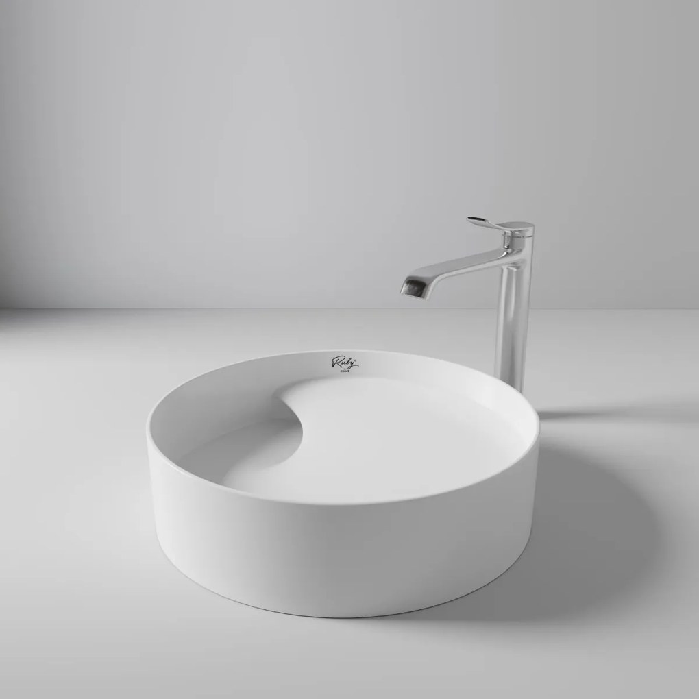 Sanigoods Twist opbouw waskom 40x40cm glans wit