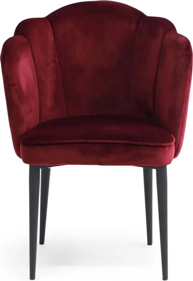Rivièra Maison - Lauderdale Dining Chair Black Leg, velvet III, burgundy XSX