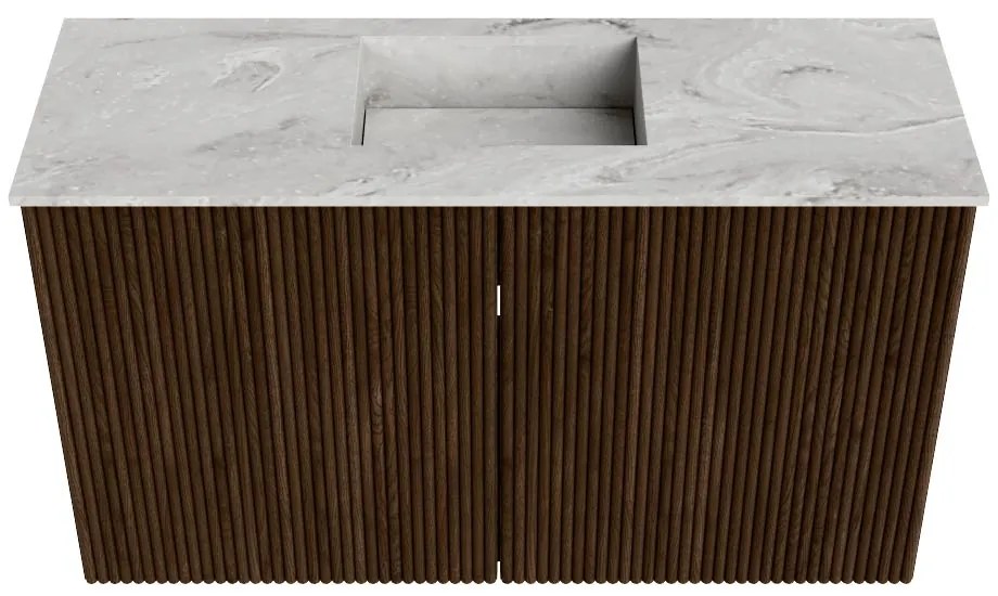 Mondiaz Joya DLux 70cm toiletmeubel walnut met wastafel faye midden 1 kraangat glace