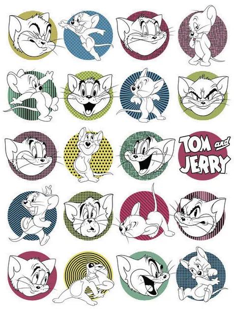 Kunstafdruk Tom & Jerry - Badges, (26.7 x 40 cm)