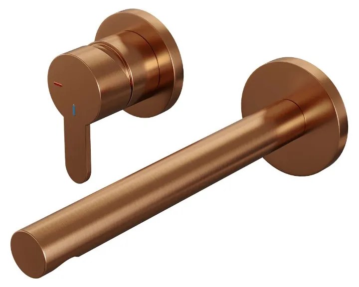 Brauer Copper Edition ColdStart wastafelkraan inbouw rechte uitloop en rozetten model D2 koper geborsteld PVD