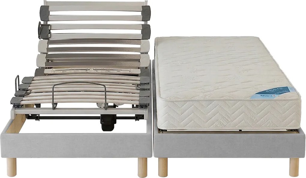 Elektrische bedset met stoffen latten, schuimmatras, stevige ondersteuning en poten