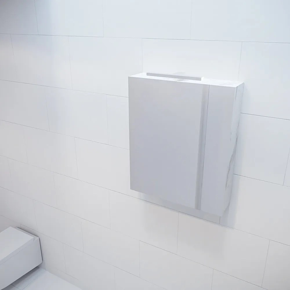 Mondiaz Cubb spiegelkast 50x70x16cm kleur carrara met 1 deur