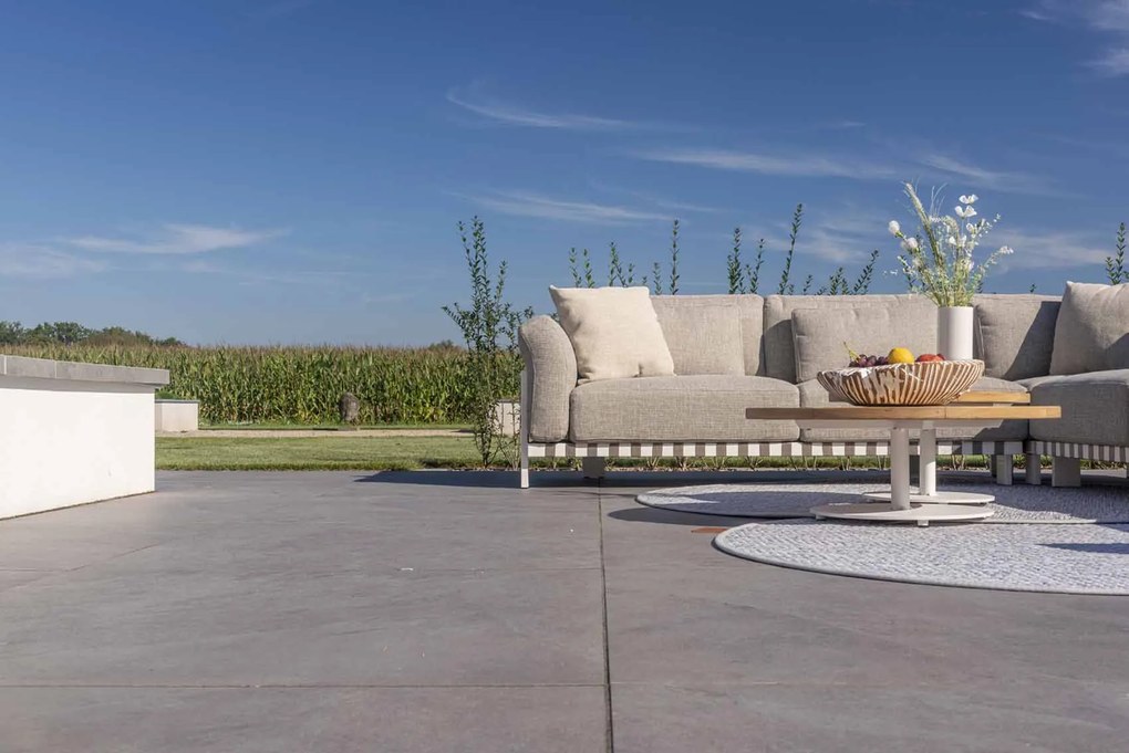 4 Seasons Outdoor Paloma hoek loungebank met eiland en Volta tafels * Sale *      beige weerbestendig