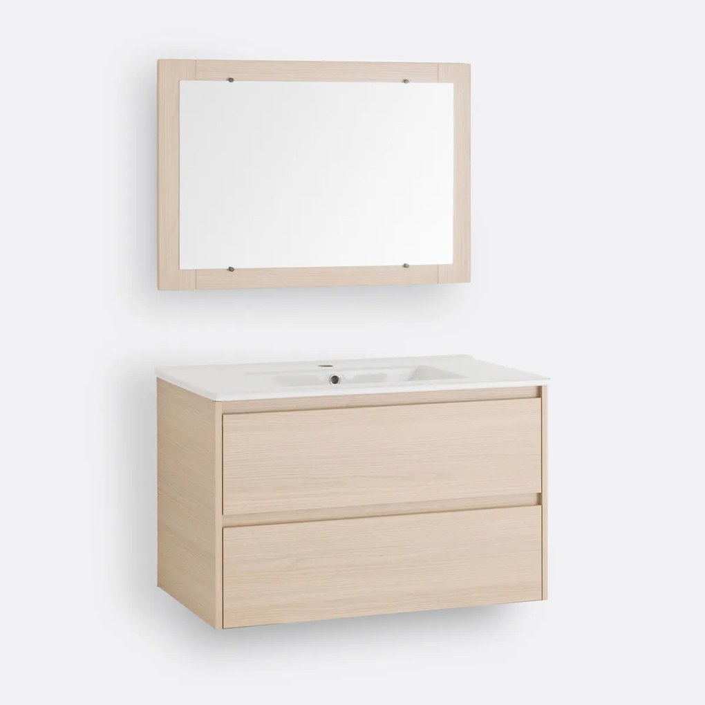 Wandmeubel voor wastafel + spiegel L80 cm, Nirio