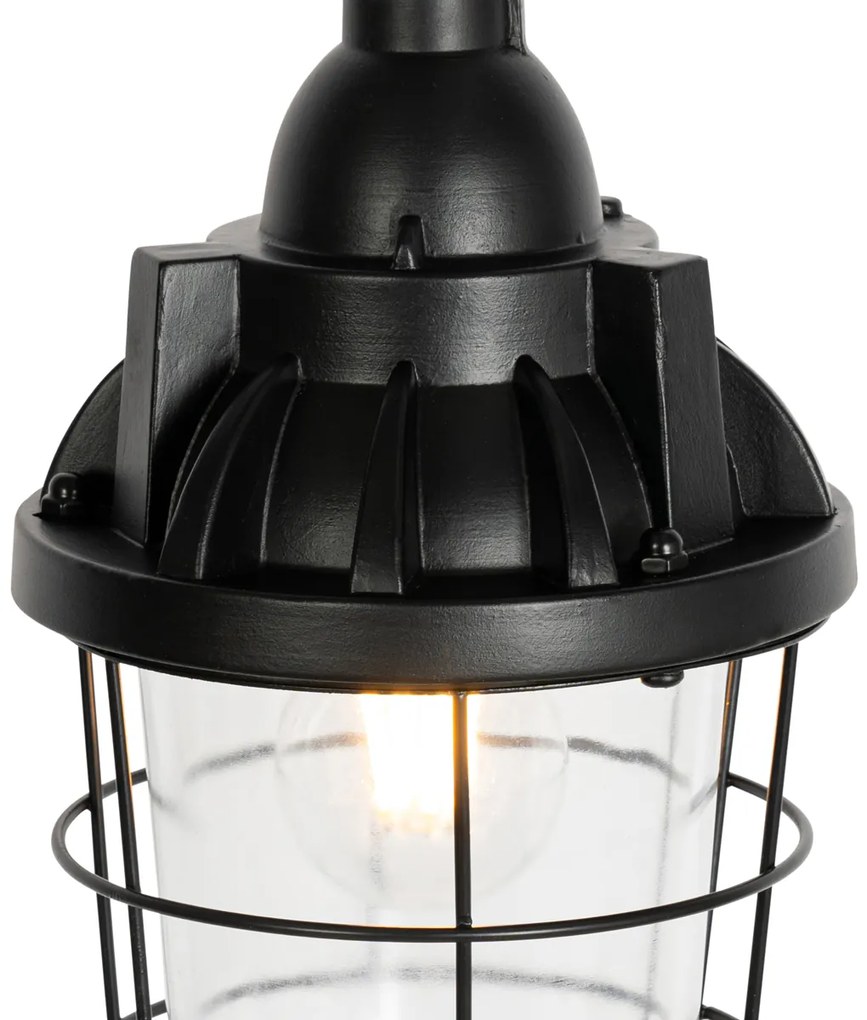 Industriële hanglamp zwart met glas - Cabin Industriele / Industrie / Industrial E27 rond Binnenverlichting Lamp