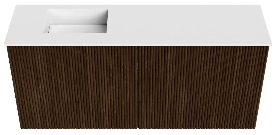 Mondiaz Joya 90cm toiletmeubel walnut met wastafel faye links zonder kraangat talc