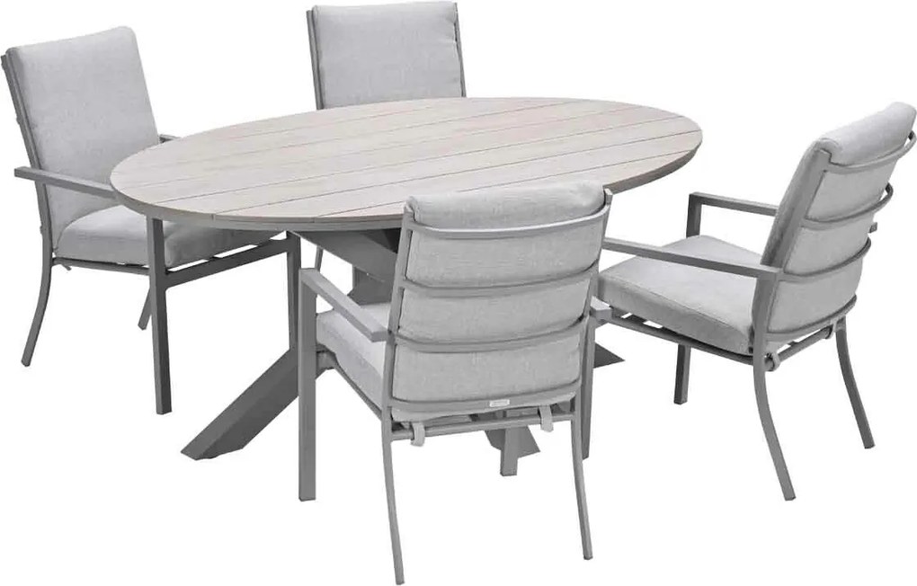 Garden Impressions Senja tuinset 5-delig valley sand - Tulli tuintafel 180x115 cm - light teak vironwood