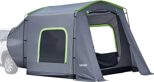 VEVOR Achterkleptent, autotent voor 5-9 personen, 323 x 244 x 220 cm, waterdicht (PU3000 mm) kampeertent met geventileerde deuren en muggennetten, SUV-achterkleptent voor kamperen, wandelen en andere buitenactiviteiten.