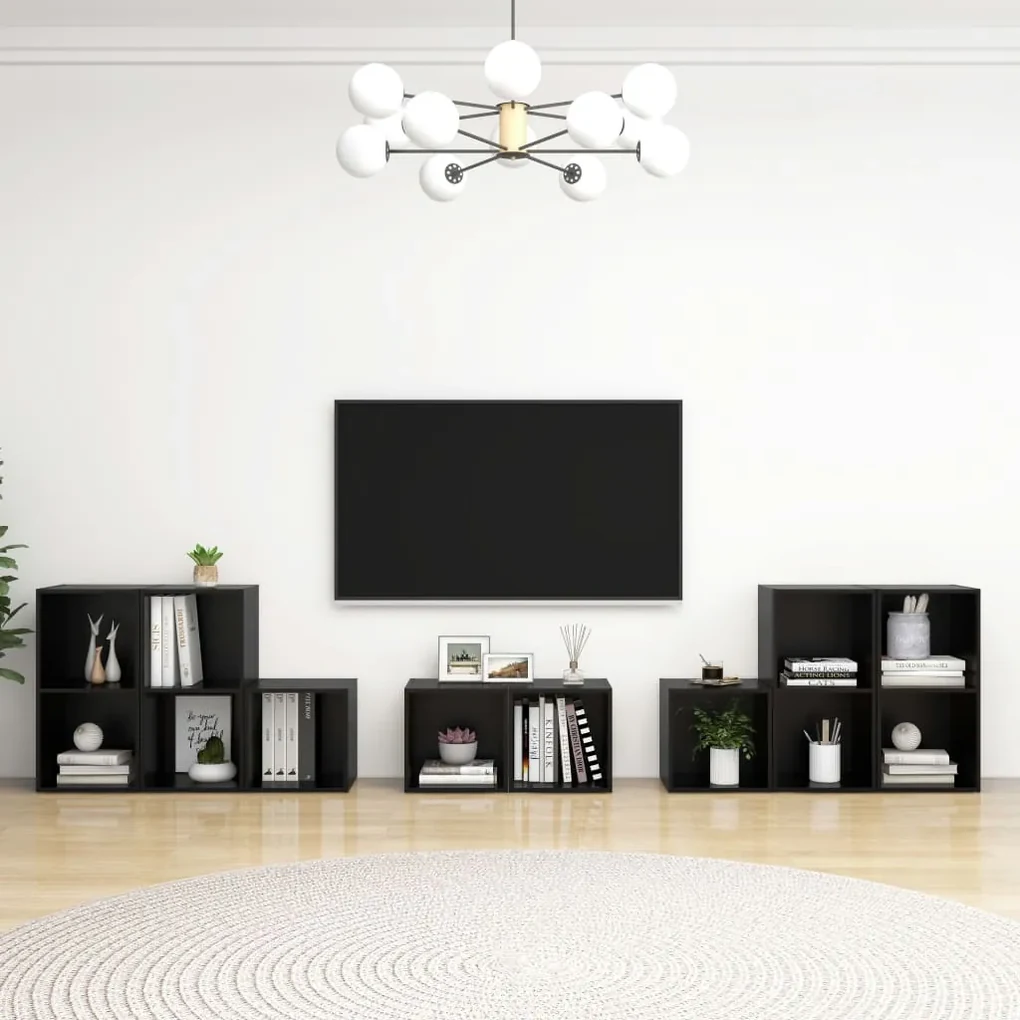 vidaXL 8-delige Tv-meubelset spaanplaat zwart