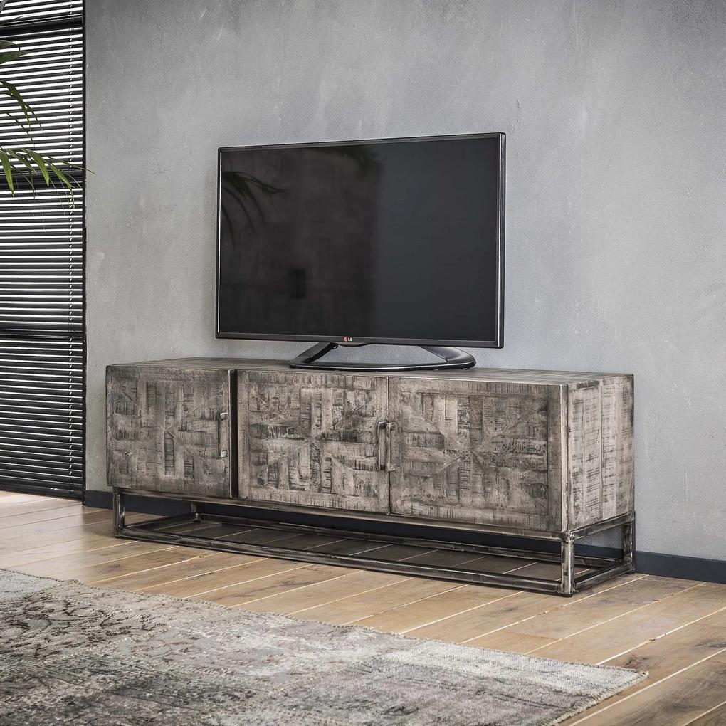 Tv-meubel Van Massief Mangohout - 150x40x50cm.