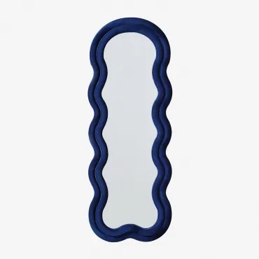 Evelyn Wandspiegel 60x160 Cm Gestoffeerd Fluwelen Ken Blauw - Sklum