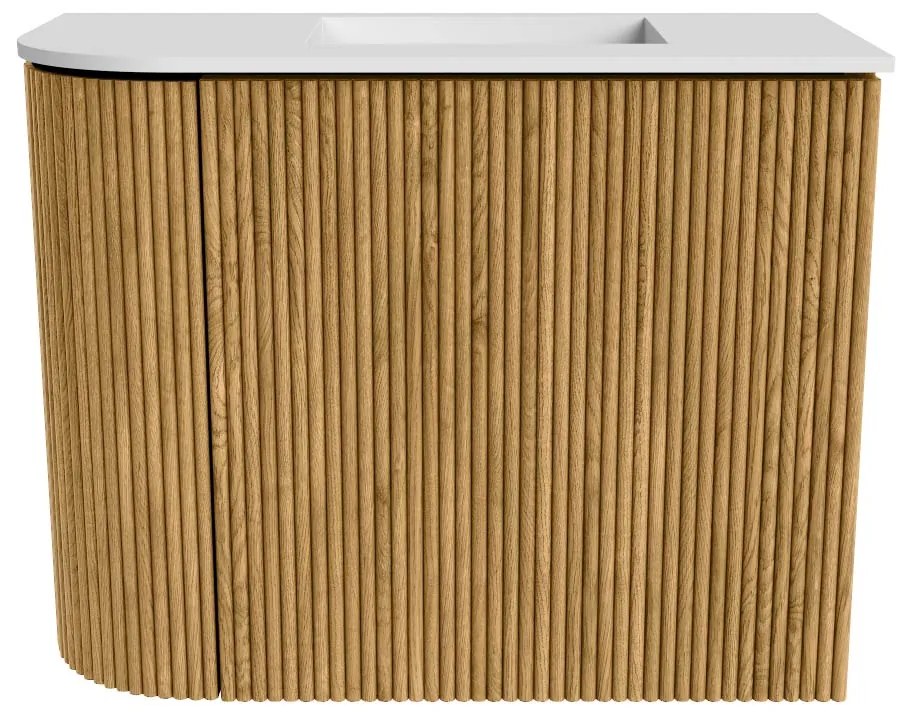 Mondiaz Joya 50cm toiletmeubel ronding links oak met wastafel faye rechts zonder kraangat talc
