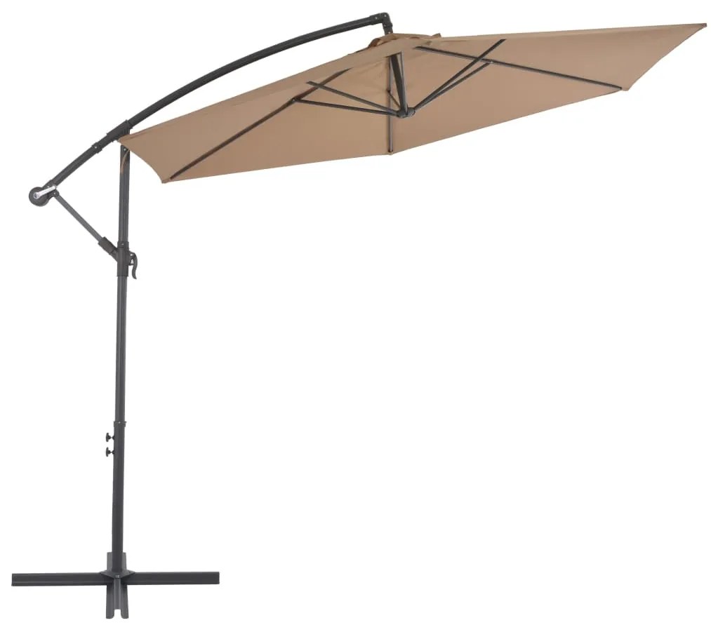 vidaXL Zweefparasol met aluminium paal 300 cm taupe