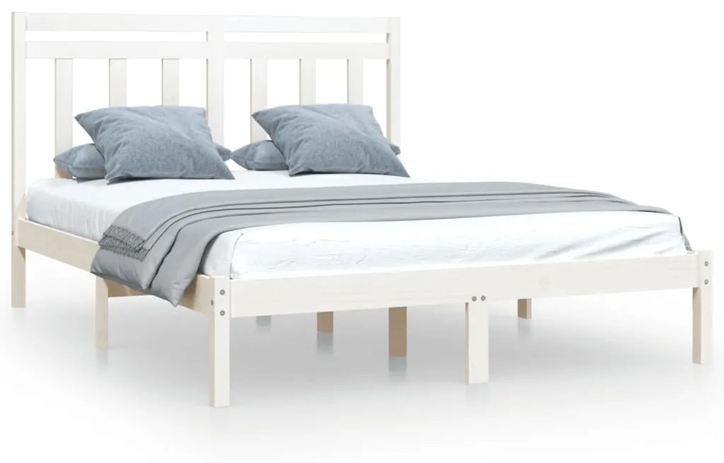 vidaXL Bedframe massief hout wit 160x200 cm