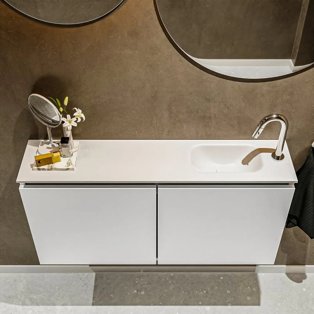 Mondiaz Ture 100cm toiletmeubel talc met wastafel talc rechts 1 kraangat