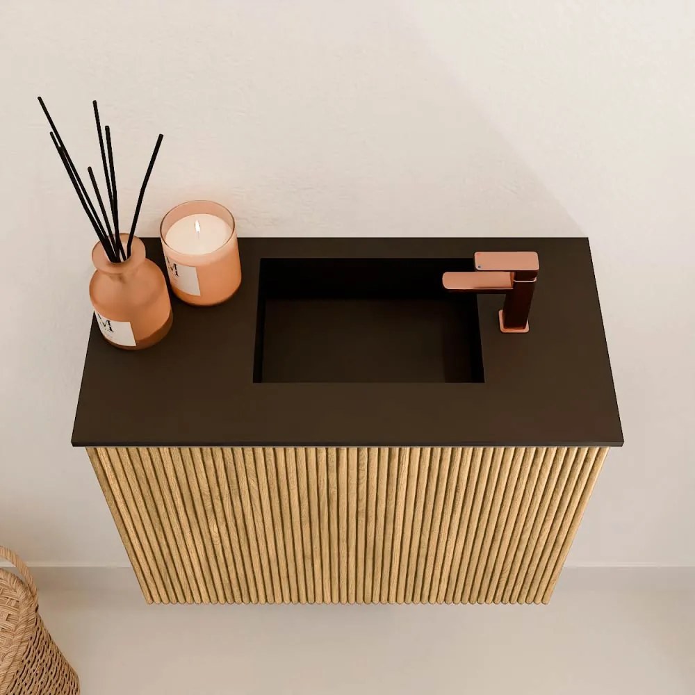 Mondiaz Joya 50cm toiletmeubel oak met wastafel faye rechts 1 kraangat urban