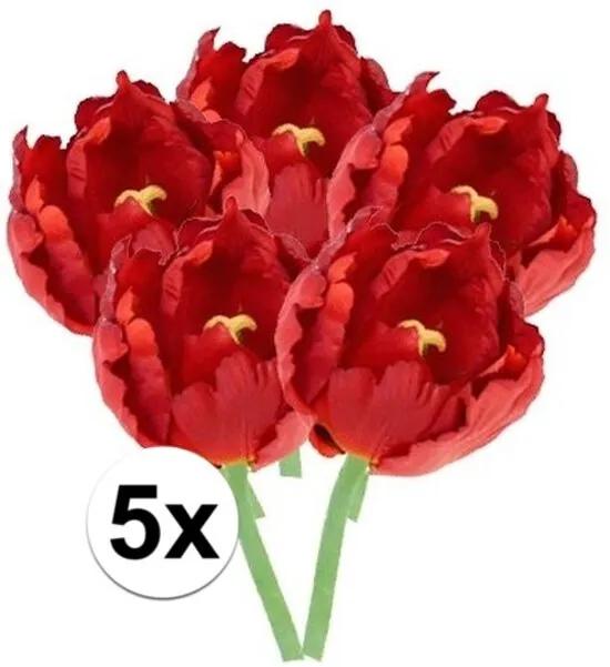 5x Rode tulp 25 cm - kunstbloemen