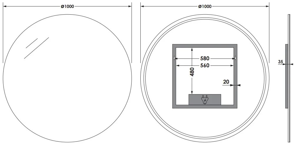 Sanituba Eclipse ronde spiegel 100x100cm met verlichting