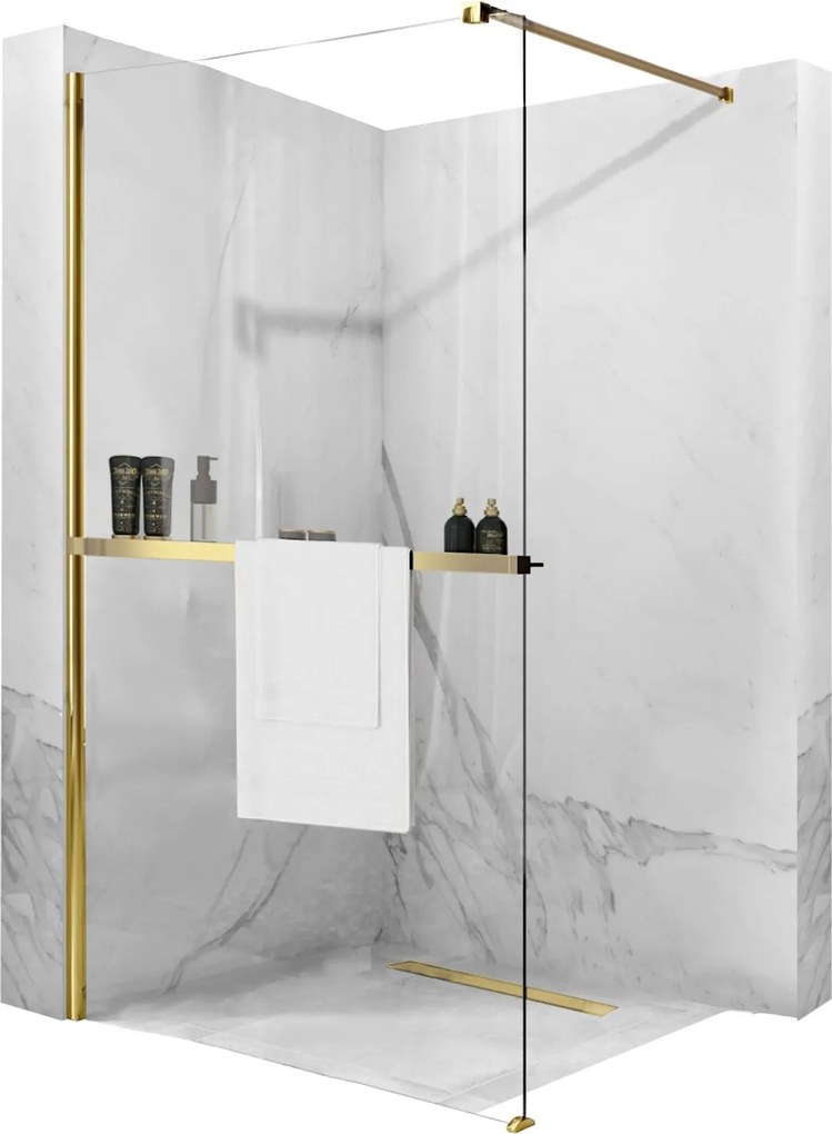 Rea Aero Gold douchewand N 110 Walk In met plank en Evo hanger