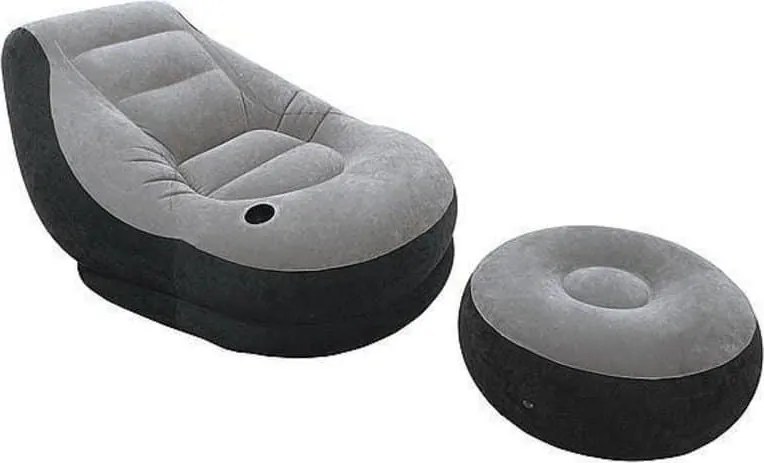 Intex Opblaasbare Loungestoel met poef - 130x99x76 cm - Met bekerhouder en reparatiepatch