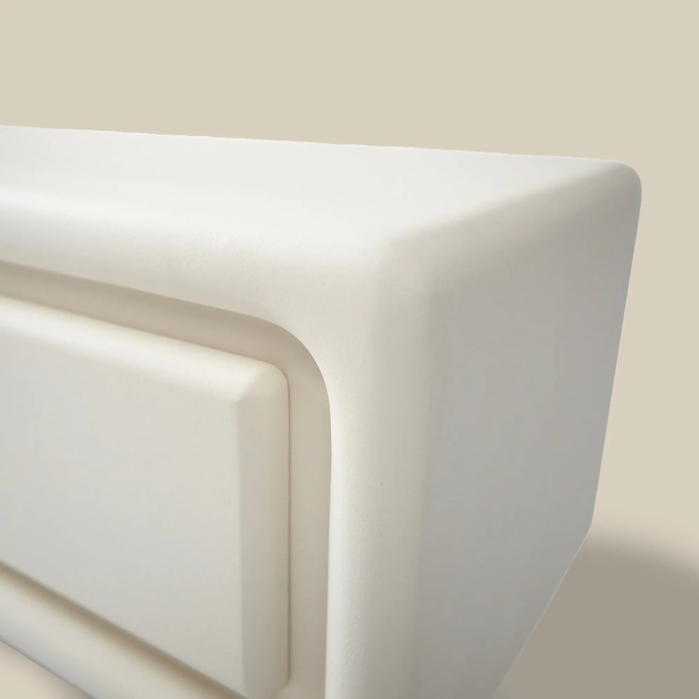 Wit Tv-meubel Organisch Betonlook 200 Cm - 200x40x45cm.