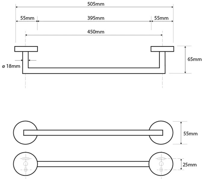 Sapho X-Round handdoekhouder 50cm koper geborsteld