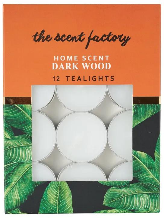 Home scent theelicht met geur - Dark Wood - set van 12