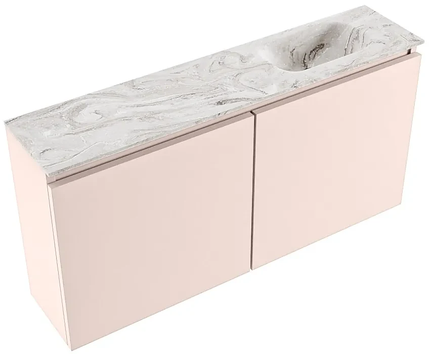 Mondiaz Ture DLux toiletmeubel 100cm rosee met wastafel glace rechts zonder kraangat