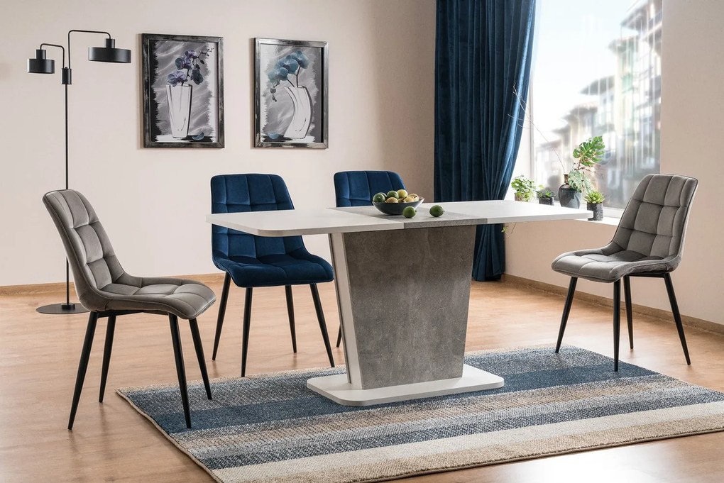 Stoel POSH donkerblauw (stof Bluvel 86) - modern, gestoffeerd, fluweel, voor woonkamer, eetkamer