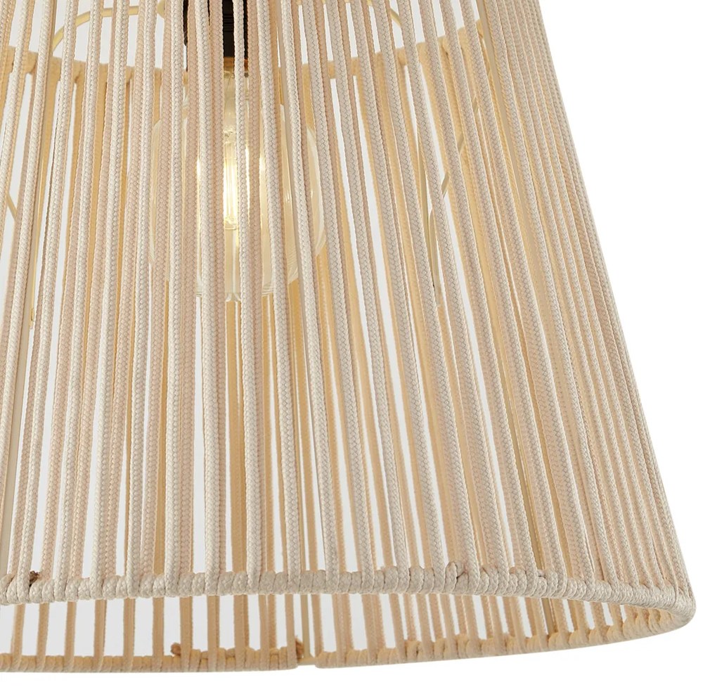 Japandi buiten plafondlamp met beige touw IP54 - JaylaJapandi E27 IP54 Buitenverlichting rond
