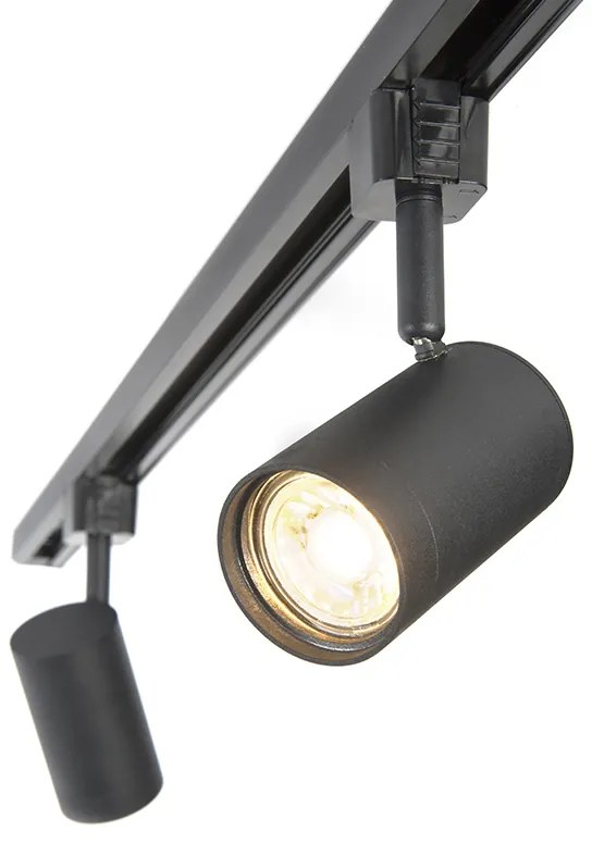 Smart 1-fase railsysteem zwart met 5 spots incl. GU10 - Iconic Jeana