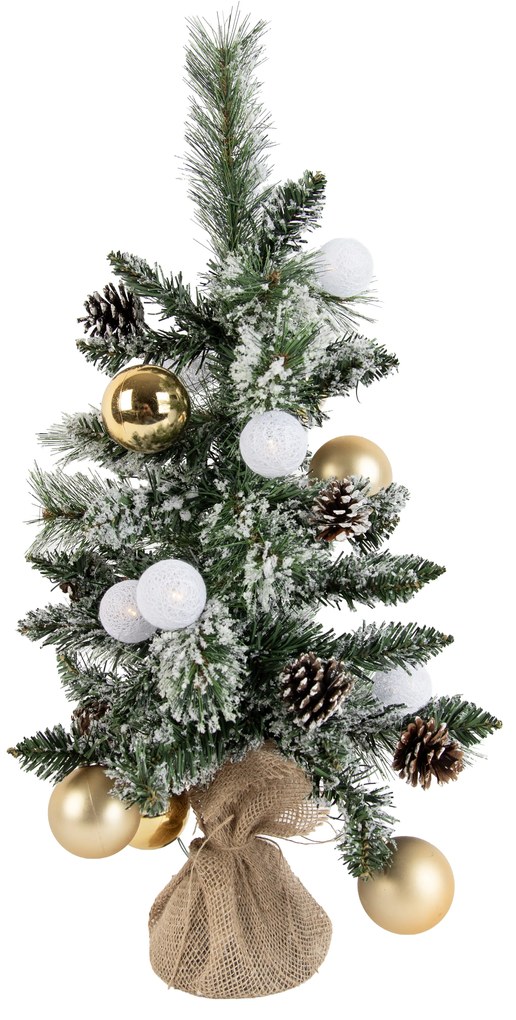 Kerst kerstboom wit met goud 60cm incl. LED met timer - Jack