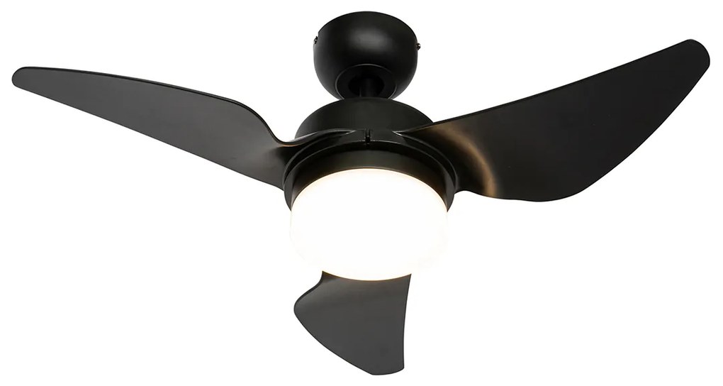 Plafondventilator met lamp zwart 86.7cm incl. LED dimbaar met afstandsbediening - Yuki Modern rond Binnenverlichting Lamp