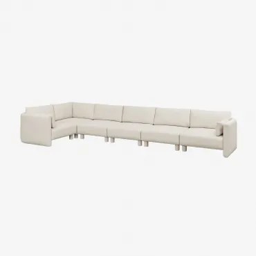 6-delige Modulaire Hoekbank Links In Artemisa Bouclé Stof Crèmebeige Boucléstof - Sklum