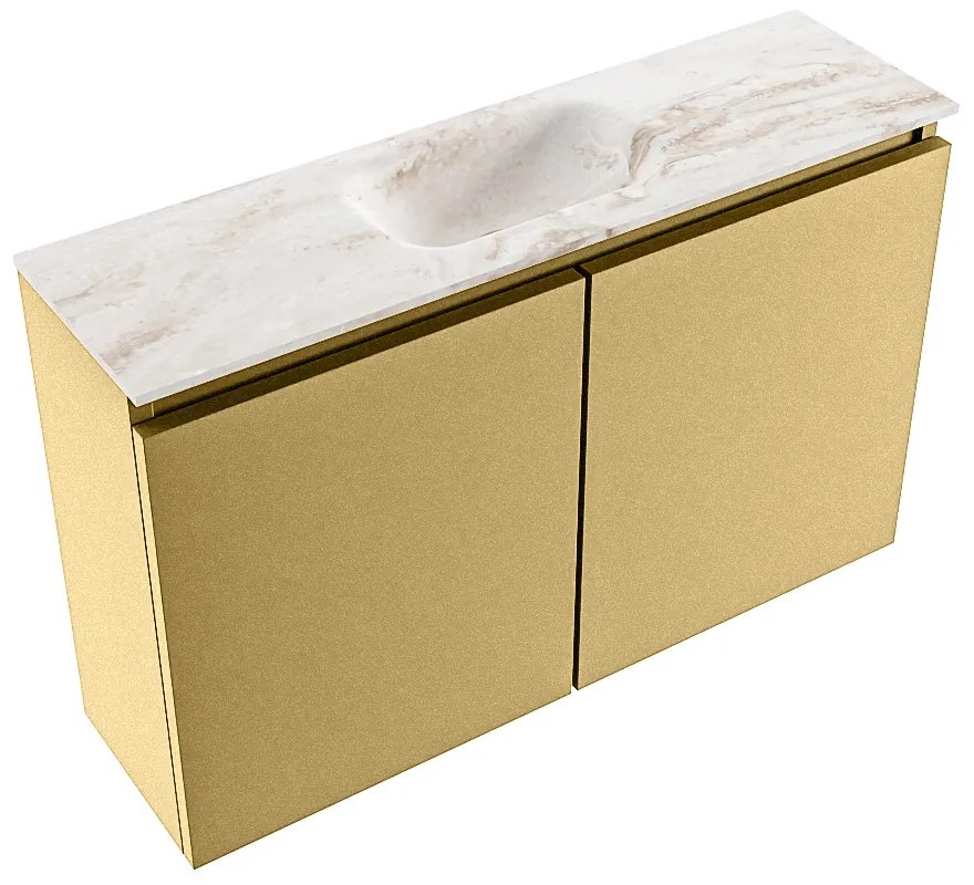 Mondiaz Ture DLux toiletmeubel 80cm oro met wastafel frappe midden met kraangat