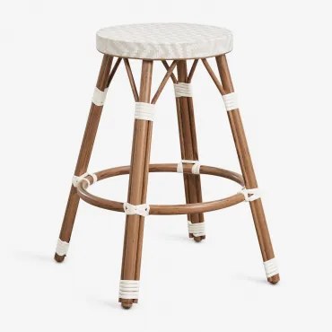 Set Van 2 Hoge Krukken Van Aluminium En Synthetisch Riet Brielle Bistro ↑65 Cm & Naakt Beige - Gardenia Wit - Sklum