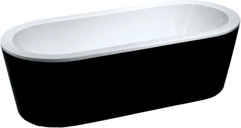 Nero vrijstaand acryl ligbad inclusief waste 178x80 cm, zwart/wit