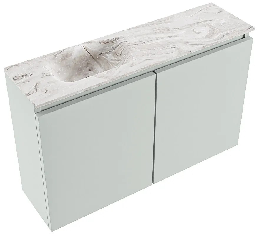 Mondiaz Ture DLux toiletmeubel 80cm greey met wastafel glace links met kraangat