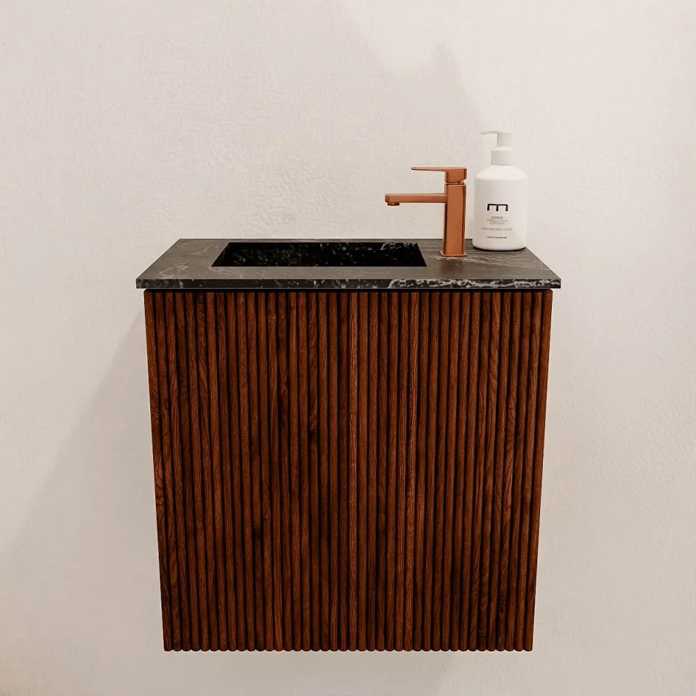 Mondiaz Joya DLux 40cm toiletmeubel ruby met wastafel faye links 1 kraangat lava