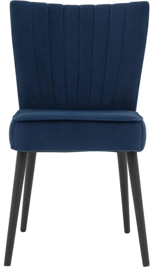 Goossens Eetkamerstoel Rob blauw velvet stof leuning, urban industrieel