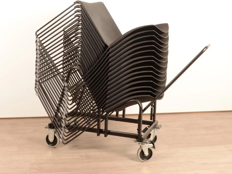Stoelen trolley voor Nimble stoelen zwart geremd model