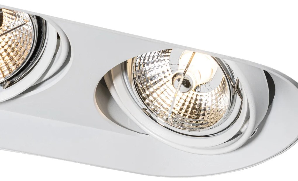 Set van 6 Afgeronde inbouwspot wit GU10 70mm 2-lichts - Hubs GU10 Binnenverlichting Lamp