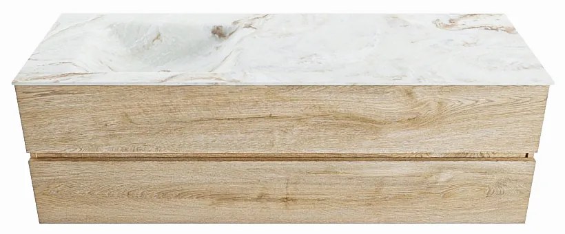 Mondiaz Vica DLux badmeubel 150cm washed oak 2 lades met wastafel frappe links zonder kraangat