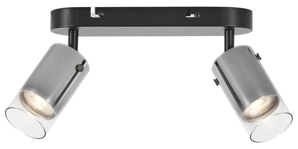 Moderne plafondspot gunmetal 2-lichts draai- en verstelbaar - Drain