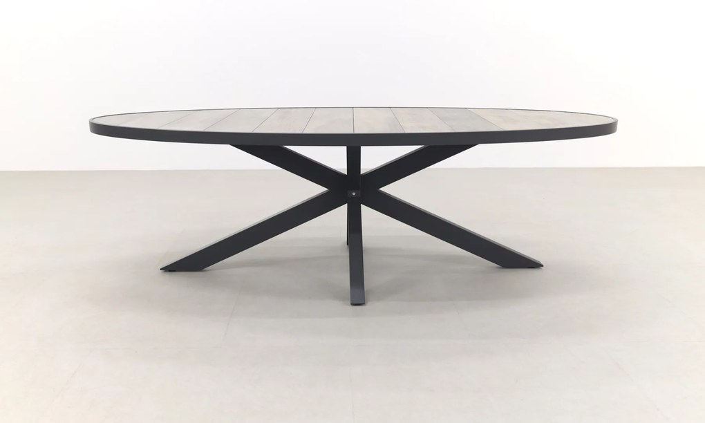 Hartman Milaan/Silva houtlook 240x115 cm. ovale tuinset - 7-delig
