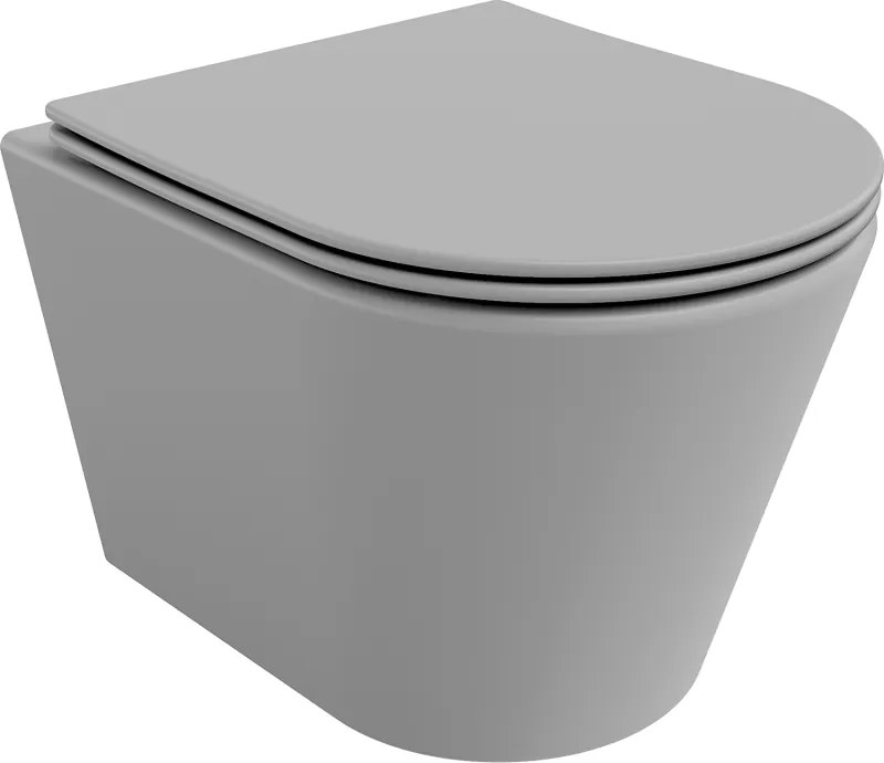 Mexen Rico wc-pot Rimless met langzaam vallende slanke zitting, duroplast, lichtgrijs mat - 30724061